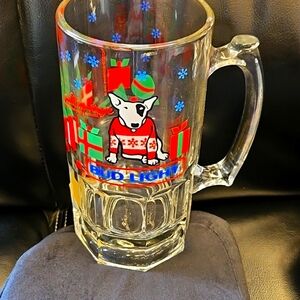Libbey Gilbraltar Bud Light Spuds MacKenzie Glass Mug Vintage Christmas Theme